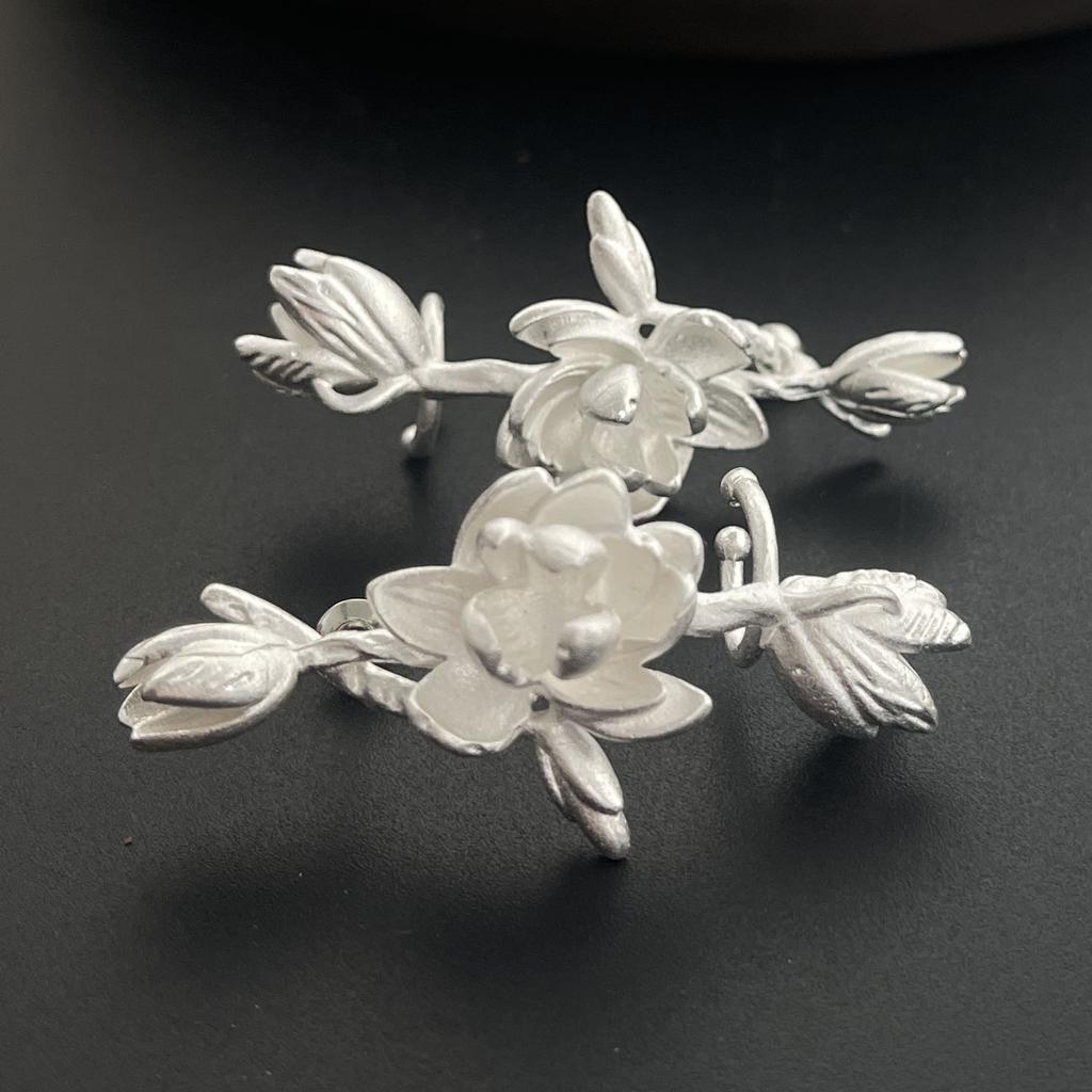 925 Sterling Silver Vintage Earrings For Women Simple Flower Pearl Earring Jewelry Prevent Allergy Party Accessories Gift