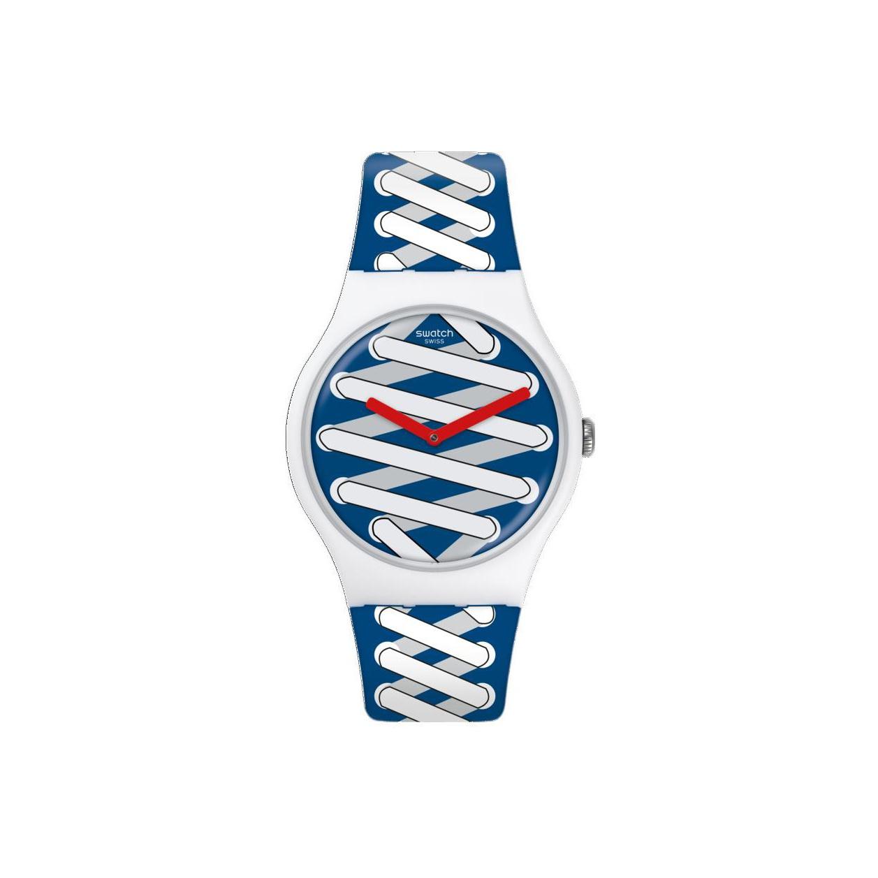 Swatch Originals Series Quartz Movement Blue Unisex Waterproof Quartz Watch 41mm Blue Dial Plastic Case Silicone Strap Unisex watches SUOW143 Blue