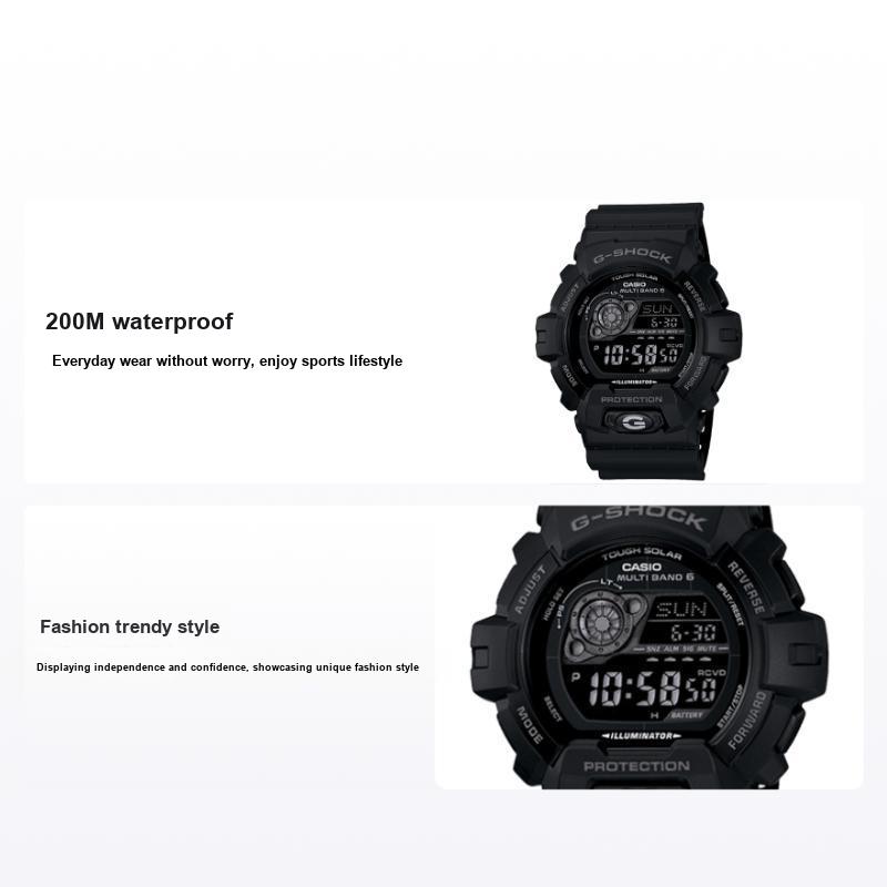 Casio Youth Fashion Classic Solar Movement Resin Strap Watch Men watches Black GW-8900A-1 Black Dial