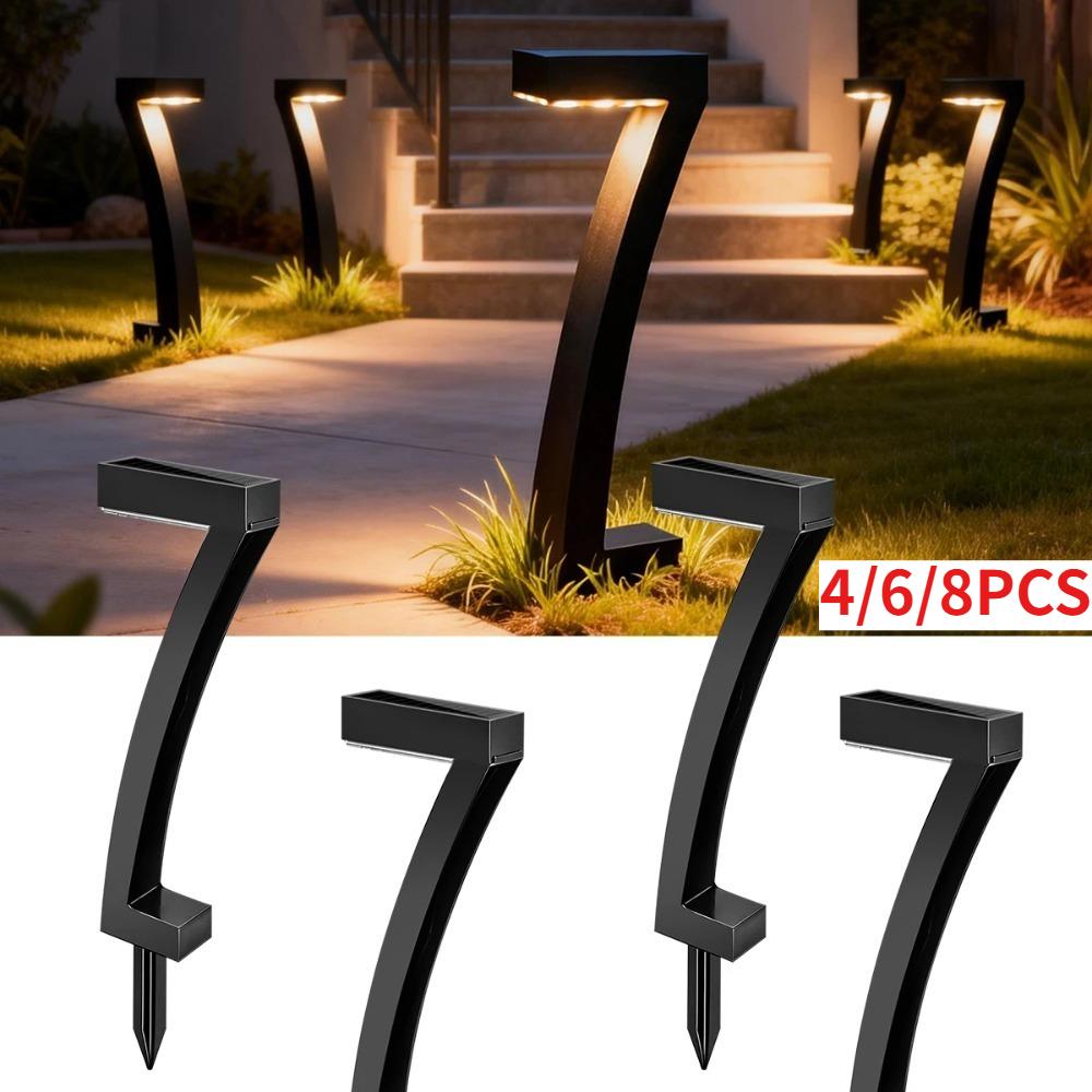 4/6/8Pcs Solar Lights 7-Shape for Garden Lawn IP65 Waterproof Pathway Landscape Lighting 6 LED Auto Dusk to Dawn Solar Ground Light