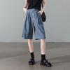 Women's Cotton Linen Loose Wide-Leg Capri Jeans