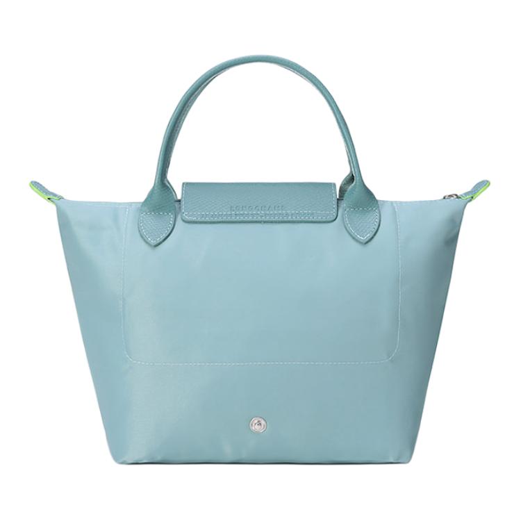 LONGCHAMP Le Pliage Green Recycled Canvas With Leather Handbag Small Womens Lake Blue