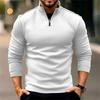 Mens Loose Zipper Long Sleeve Casual Sports Polo Shirt