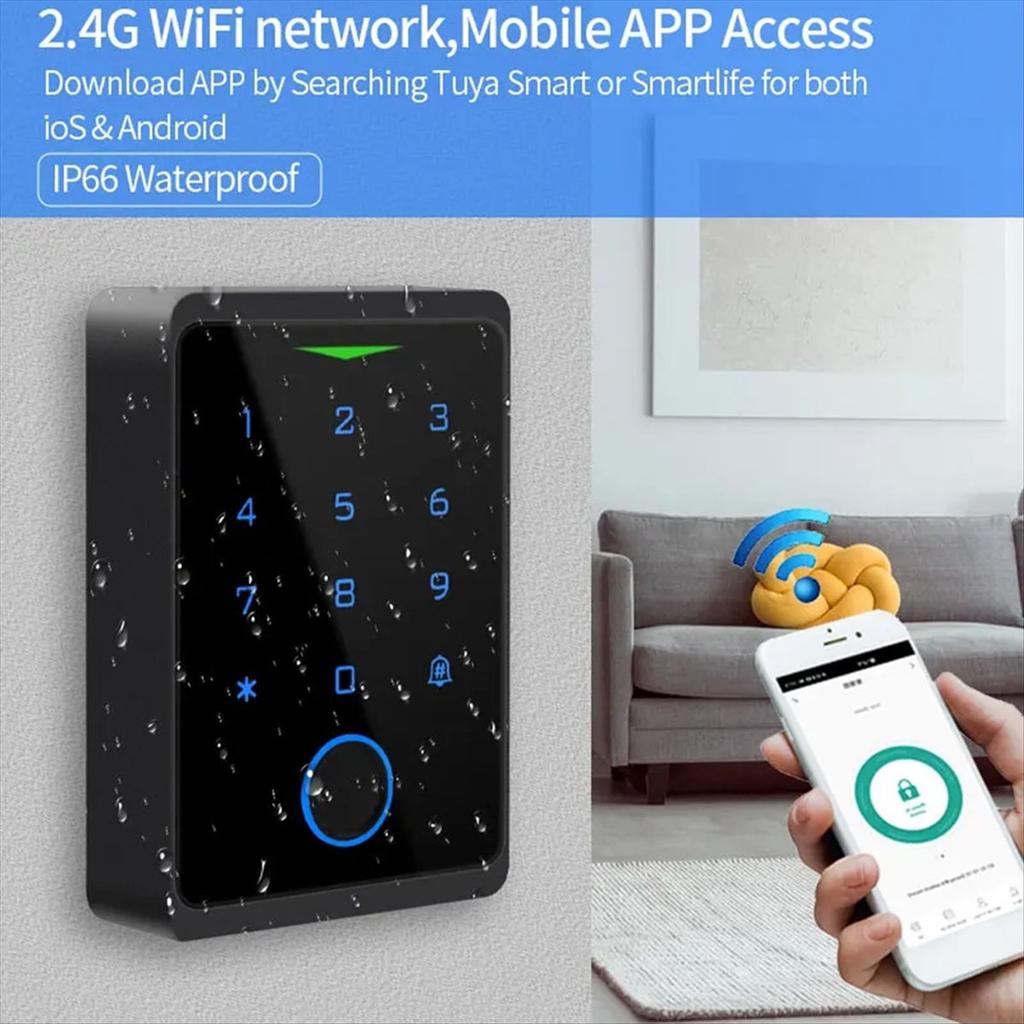 2025 New Tuya APP Door Lock IP66 Waterproof Keyless Biometric WIFI Access Control Standalone Keypad Fingerprint RFID