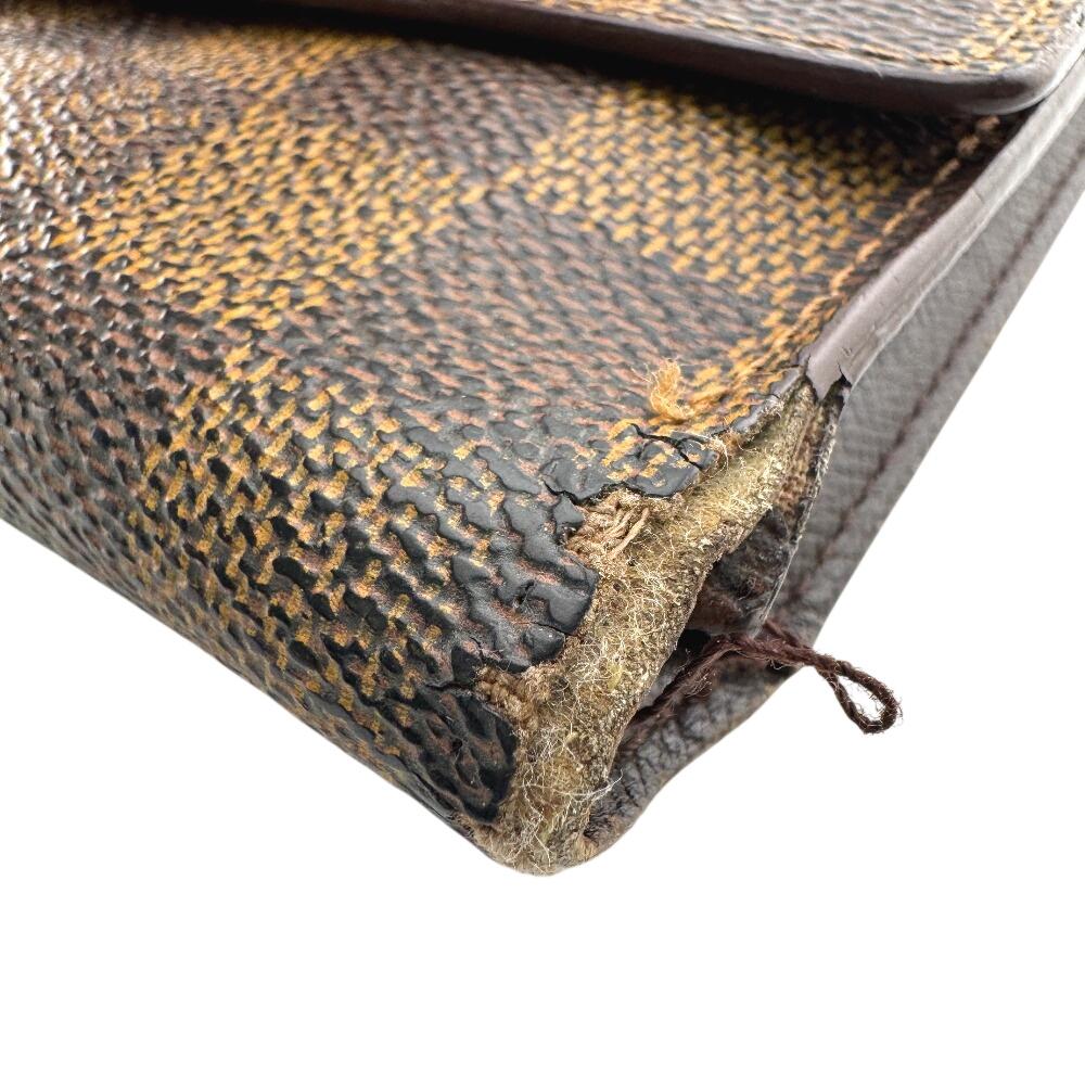 LOUIS VUITTON N61215 Trifold Damier leather Porte Tresor International Purse Brown leather unisex Used