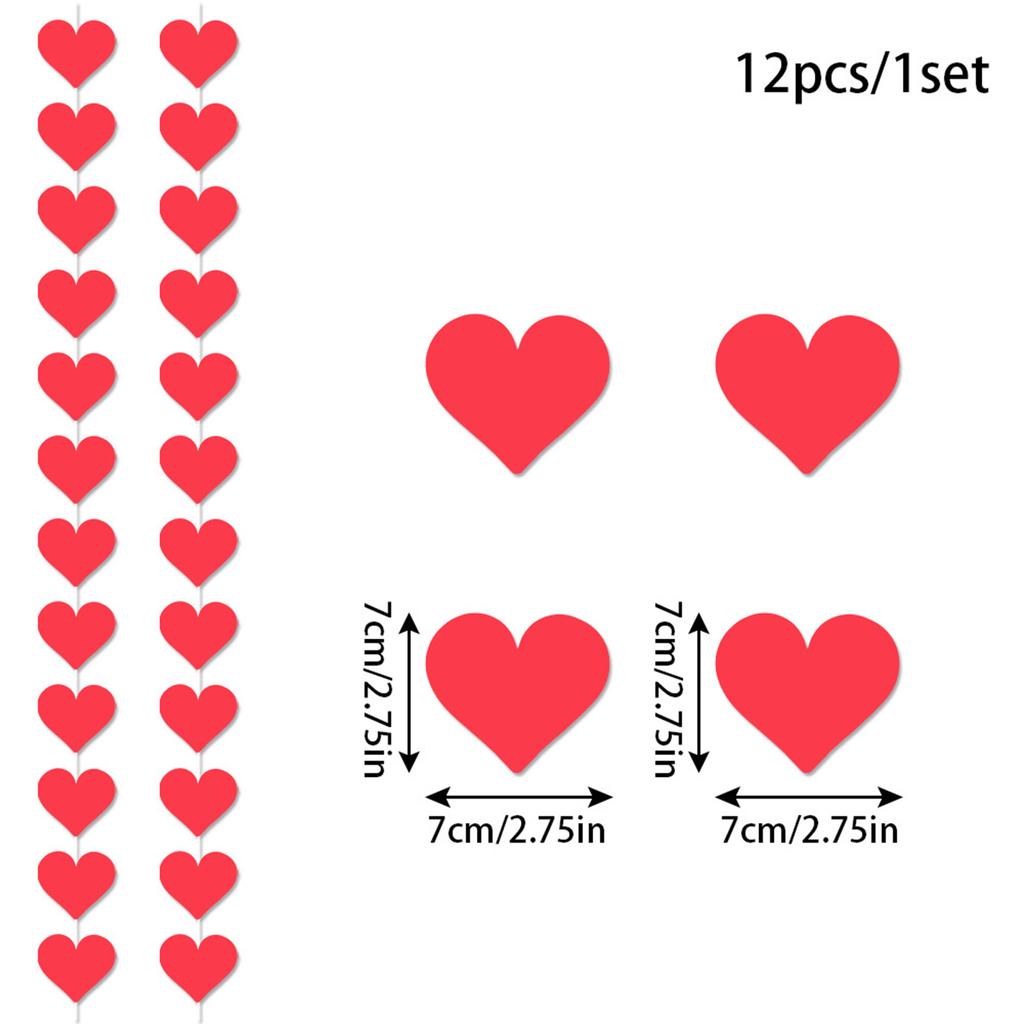 8Pcs Portable Valentine's Day Hanging Swirls Elegant Heart Ceiling Heart Streamers for Party and Home Decoration