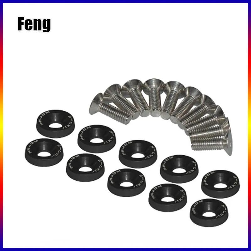 Universal JDM Fender Washers M6 Bolt Set Car Modification Gasket Screw Fender Bumper Engine Aluminum Concave Screws Hex Fastener