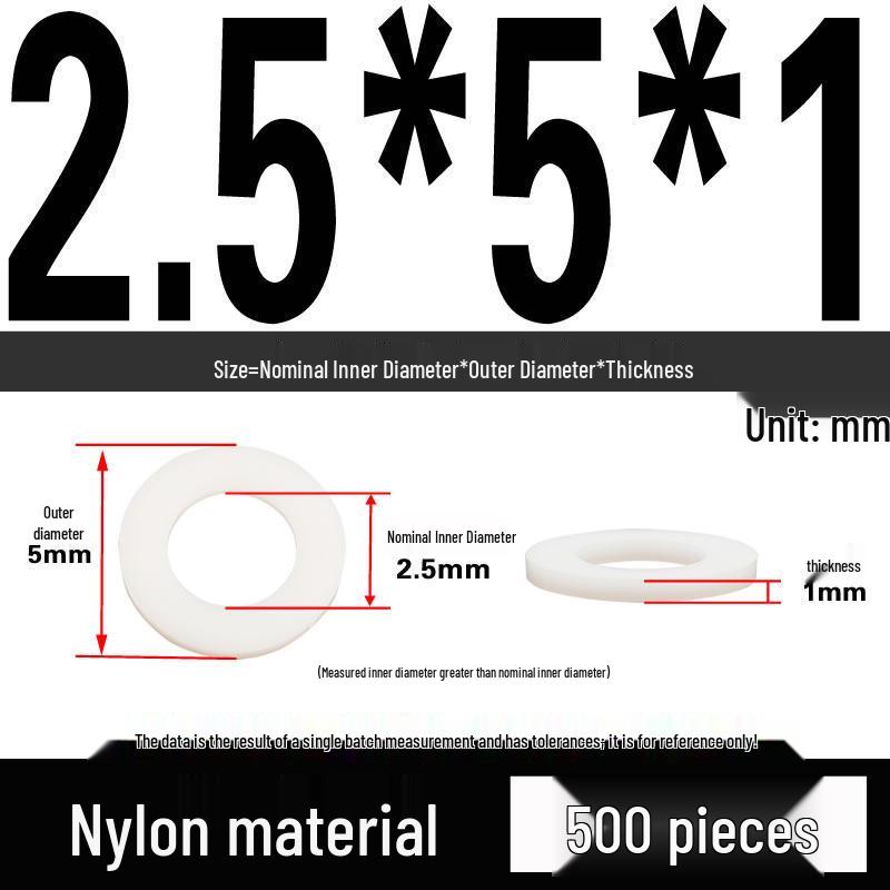 White Wear-Resistant Nylon Flat Washer Round Plastic Insulating Gasket M4-M20