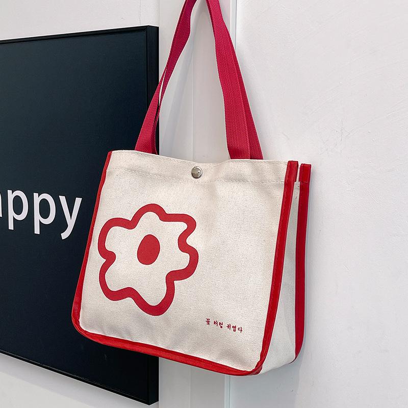 Large Capacity Bento Bags Shopping Bags Canvas Handbags Go Out Fashionable and Versatile One-shoulder Handbags for Women