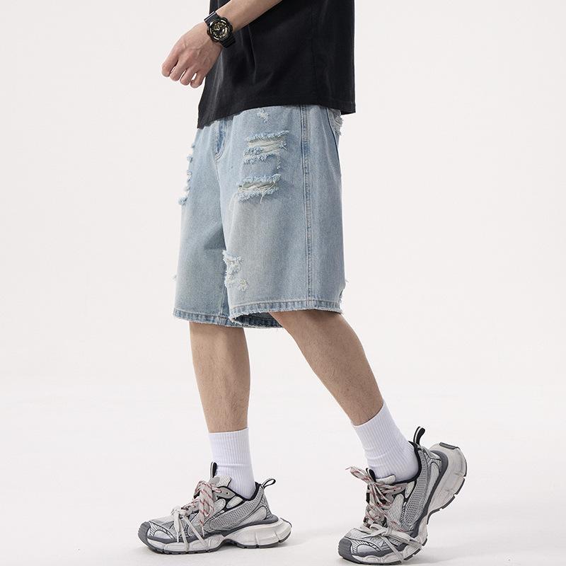 

Летние американские повседневные старые рваные джинсовые шорты для мужчин и женщин прямые свободные уличные пятиточечные брюки 2XL