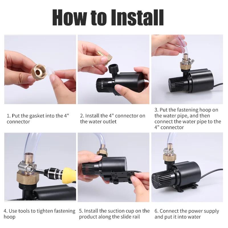 Super Quiet 800L/H DC 12V Brushless Pump Motor Water Circulation Submersible Pump for Fountain Pool Fish Tank Aquariums