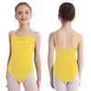 Girls Ballet Leotard Sleeveless Backless Adjustable Spaghetti Straps Ruched Bodysuit Gymnastics Wear