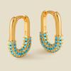 U Shaped 18k Gold Plated Zircon Inlaid Fashion Earrings