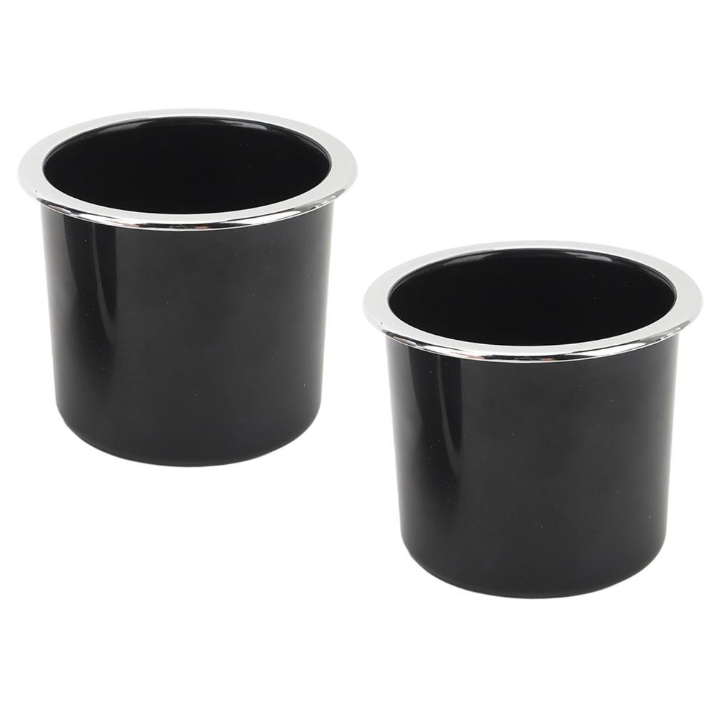 2 Pcs Black Cup Holder with Silver-plated Edges Can Holder Easy Installation RV Cup Holder Yacht