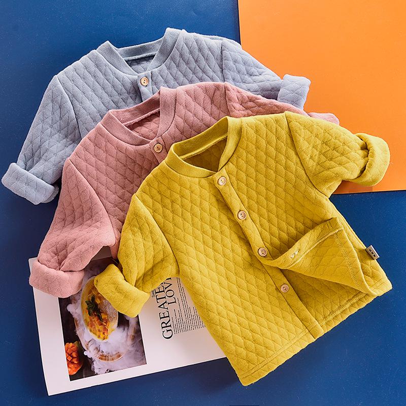 Baby Quilted Long-Sleeve Top: Unisex Three-Layer Autumn/Winter Underwear Pajamas