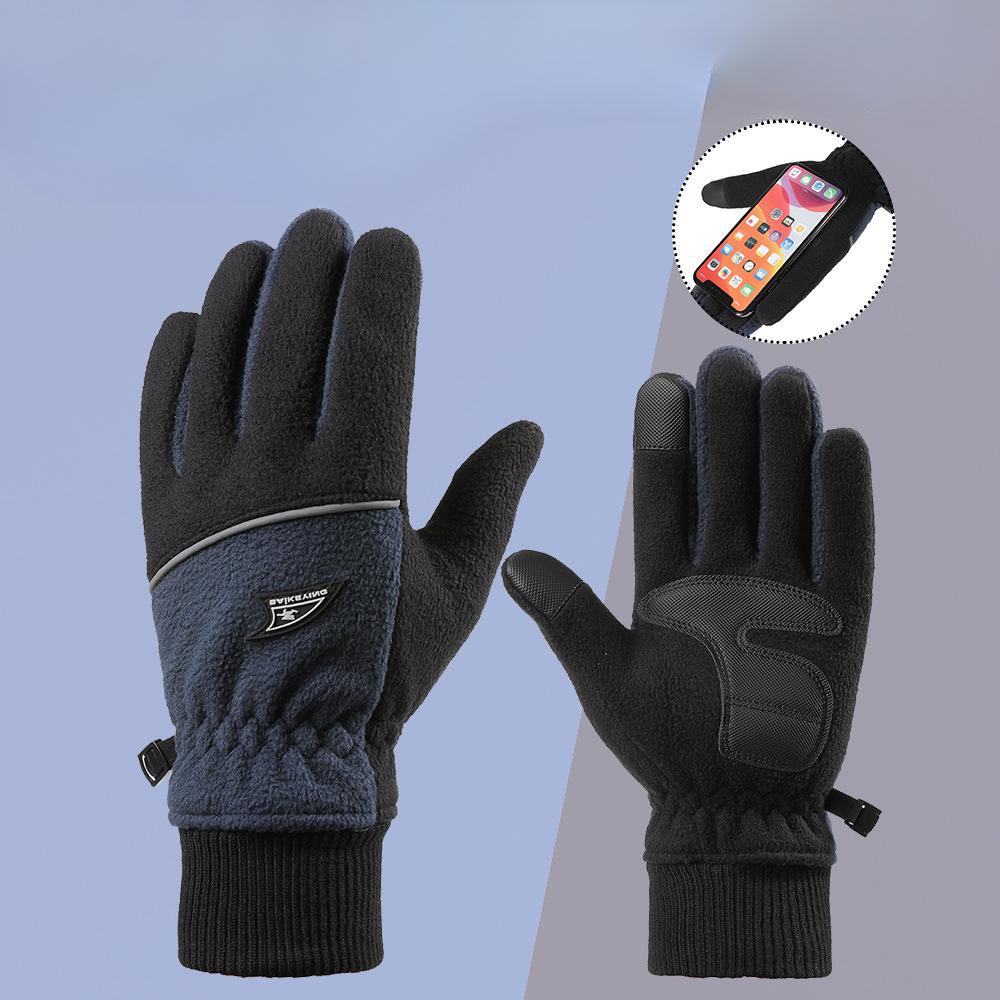 Warm Gloves for Men Thickened Windproof Waterproof and Fleece Outdoor Driving and Cycling Sports Autumn and Winter Fleece Gloves