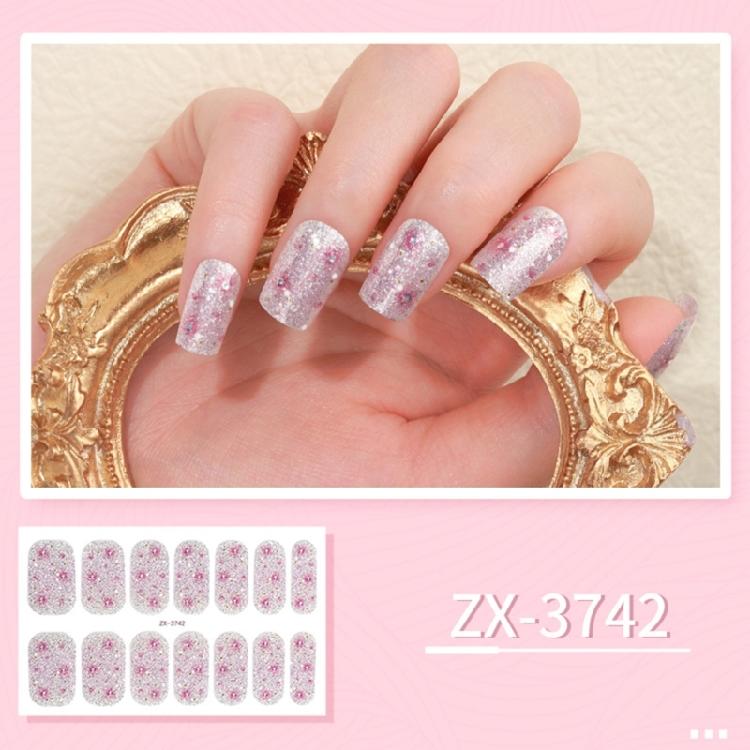 14Pcs Gels Nail Sticker Decals Gels Nail Strips Full Nail Wraps for Nail Art Adhesive Multicolors Nail Strips