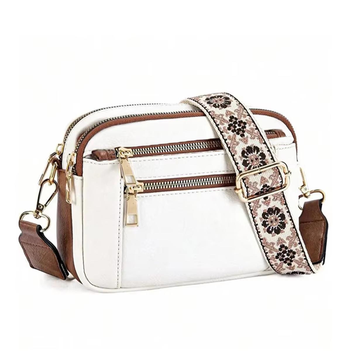 

Retro fashion classic, women s multifunctional bag, zipper shoulder strap crossbody bag, small square bag, suitable for office w белый