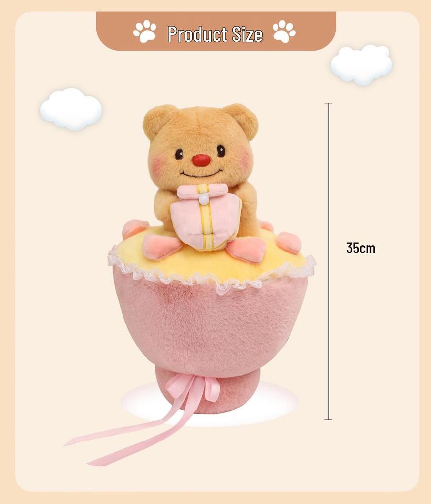 Large Plush Butter Bear Bouquet Doll for Hugging and Sleeping