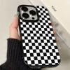 Black and White Checkered Luxury Phone Case Suitable for iPhone 17, 16, 15, 14, 13, 12, 11 Pro/Max/Plus Anti Drop and Shockproof