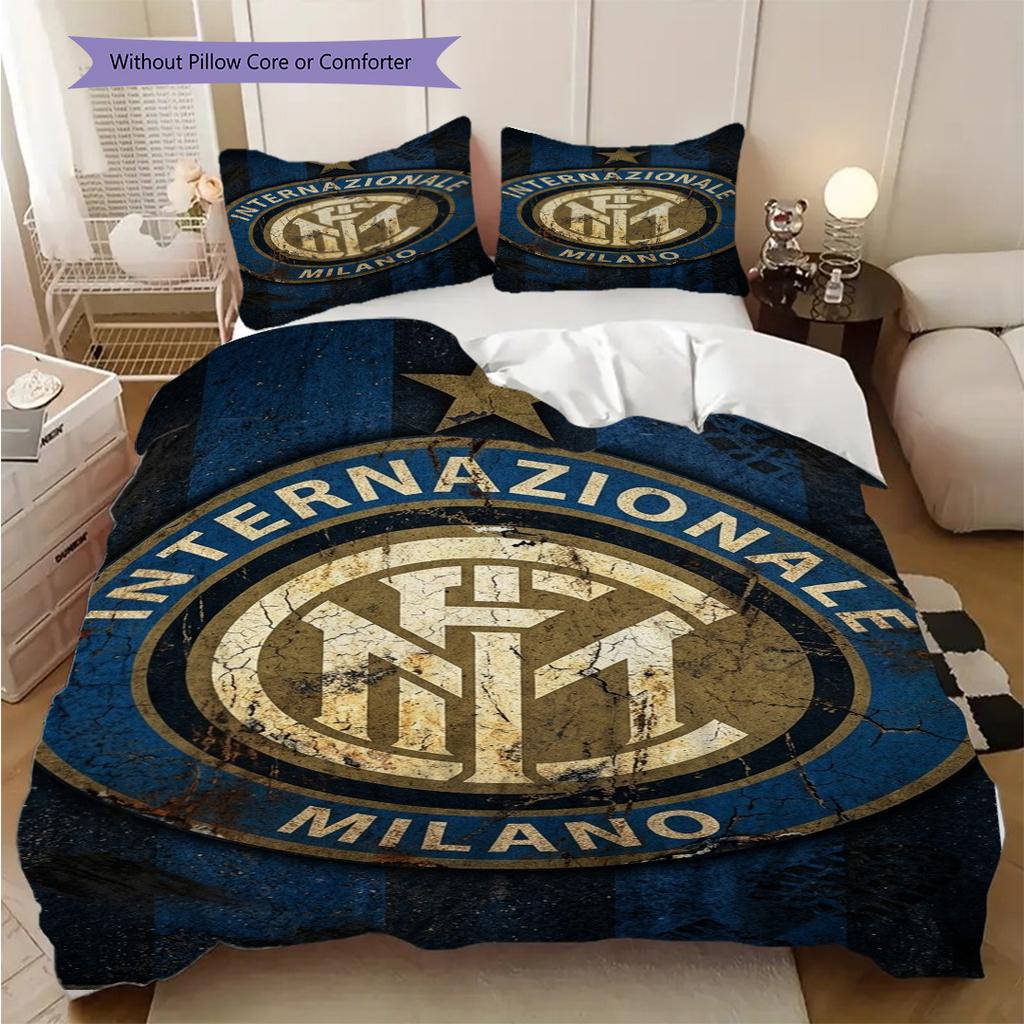 Inter Milan Heritage Bedding (1 * Duvet Cover + 2 * Pillowcase, Without Core) Duvet Cover and Pillowcase Soft and Comfortable Christmas Birthday Gift