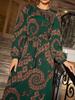 2025 Middle Eastern High-End Dubai Style Retro Long-Sleeve Vacation Dress