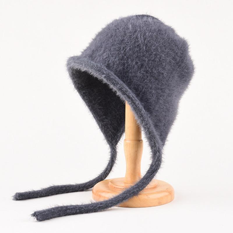 Mütze Damen Winter Warm Ohrenschutz Gestrickte Überziehmütze Sturmhaube Hut Band Doppelnutzung Plüsch Blitzmütze