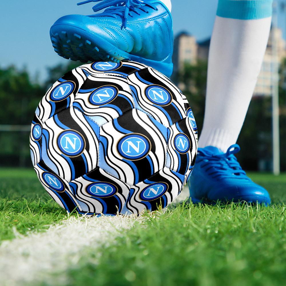 Pallone Calcio a 5 Indoor Napoli FC Taglia 5 Colorato Per Tutte le Età Cucito a Macchina PVC Pronto per la Competizione Resistente Alto Rimbalzo