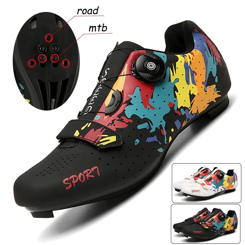 Men's Cycling Shoes Road Bike Shoes Self-locking Cleats Speed Cycling Sneakers Outdoor Racing Route Athletic Bicycle Footwear