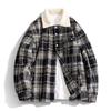 Korean Style Lapel Thickened Plaid Jacket for Men In Autumn and Winter Plus Velvet Cold-proof Jacket Couple Style