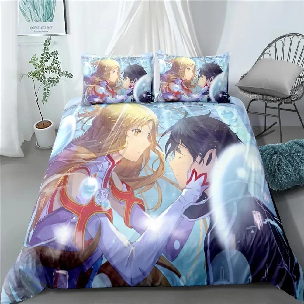 New Anime Sword Art Online Bedding Set Bedroom Soft Modern Bedspreads Comefortable Kids Duvet Cover Quilt Cover And Pillowcase