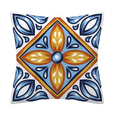 Ethnischer Stil Sofakissen Blau und Gelb Mandala Muster Kissenbezug Heimdekoration Sofa Schlafzimmer Auto Kissenbezug