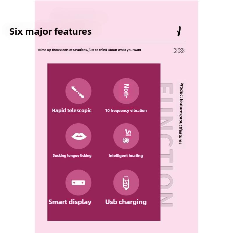 Multi-functional Telescopic Vibrator Intelligent Display Fast Piston Heating Sucking Tongue Licking Masturbator