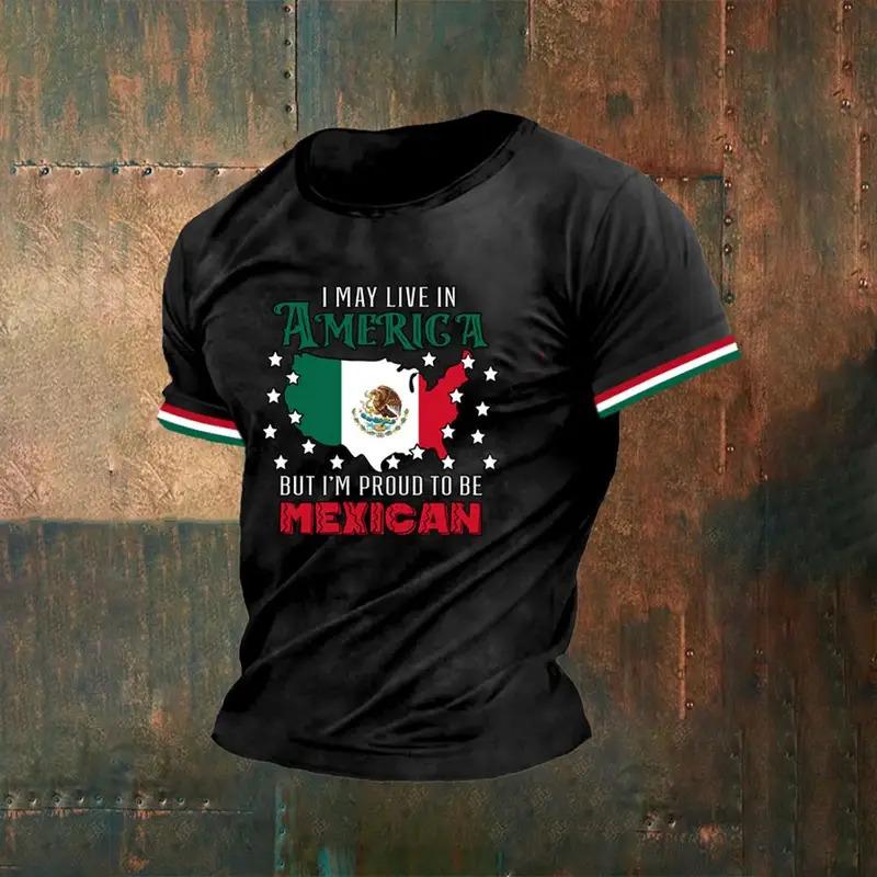 Mexico T Shirt For Men Fashion 3D Eagle National Flag Print Pattern Short Sleeve Oversized T-shirt Leisure O-neck Tee Streetwear