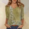3/4 Sleeve Shirts For Women Cute Print Graphic Tees Blouses Casual Plus Size Basic Tops Pullover