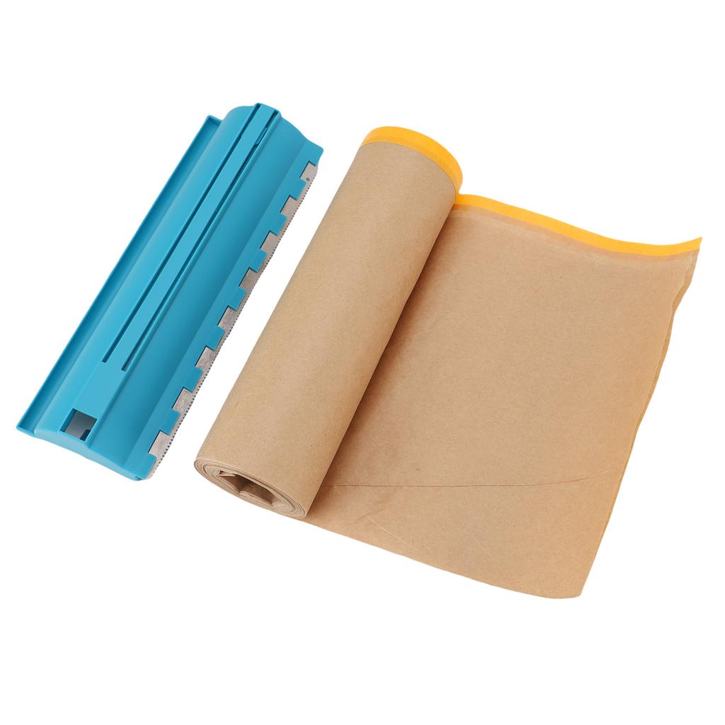 4 Rolls Pre Taped Masking Paper with Dispenser 18 Inch 80 Feet Paint Adhesive Protective Paper Roll for Covering Skirting Frames Cars Auto Body