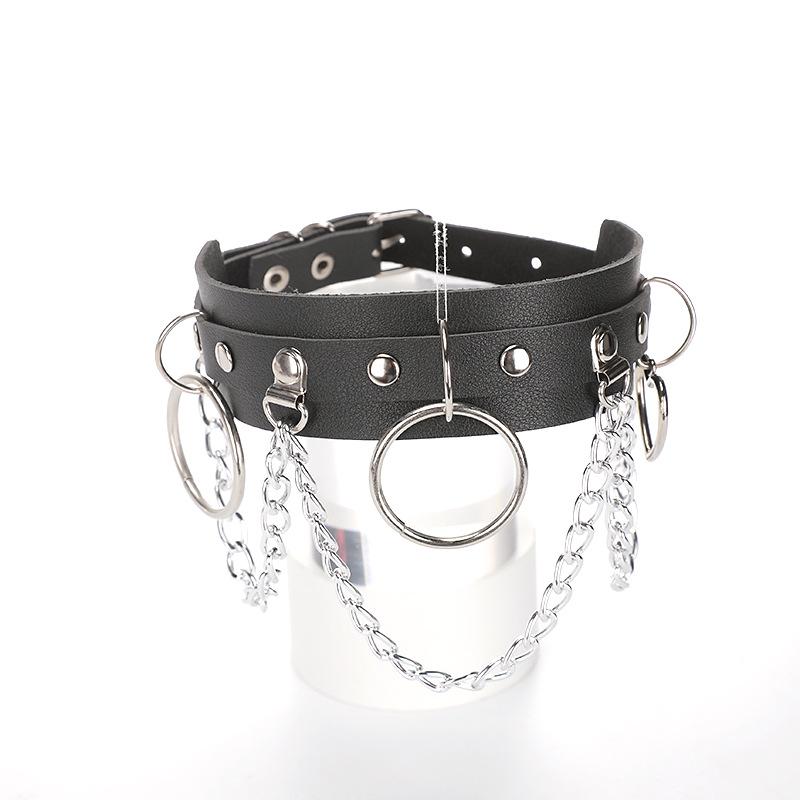Custom PU Leather Choker Necklace with O-Ring for Punk Street Style розы красного