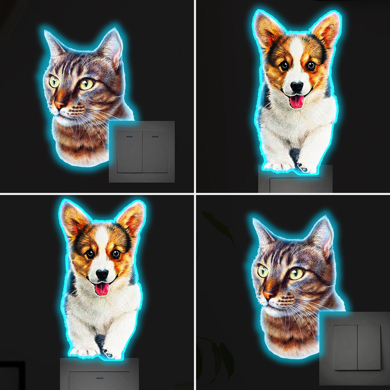 

Чарівні наклейки на вимикачі у вигляді котів та собак для сімейного декору стін