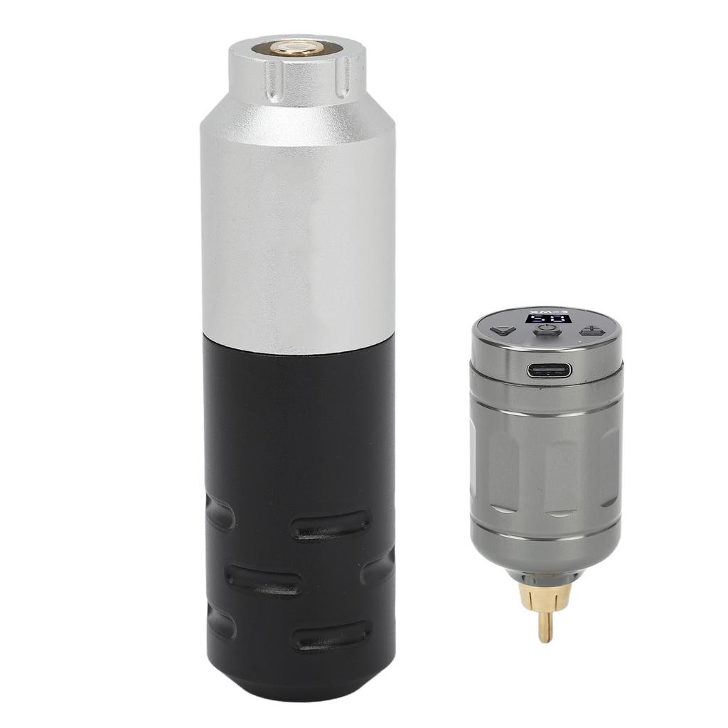 2000mAh Tattoo Machine Kit Silver Short Wireless Rotary RCA Interface Tattoo Pen Kit