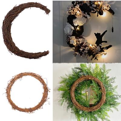 Moldura de Guirlanda de Vime Natural para Exibição para Projetos DIY Estilo Rústico Aro de Vime para Decoração de Porta da Frente ou Parede