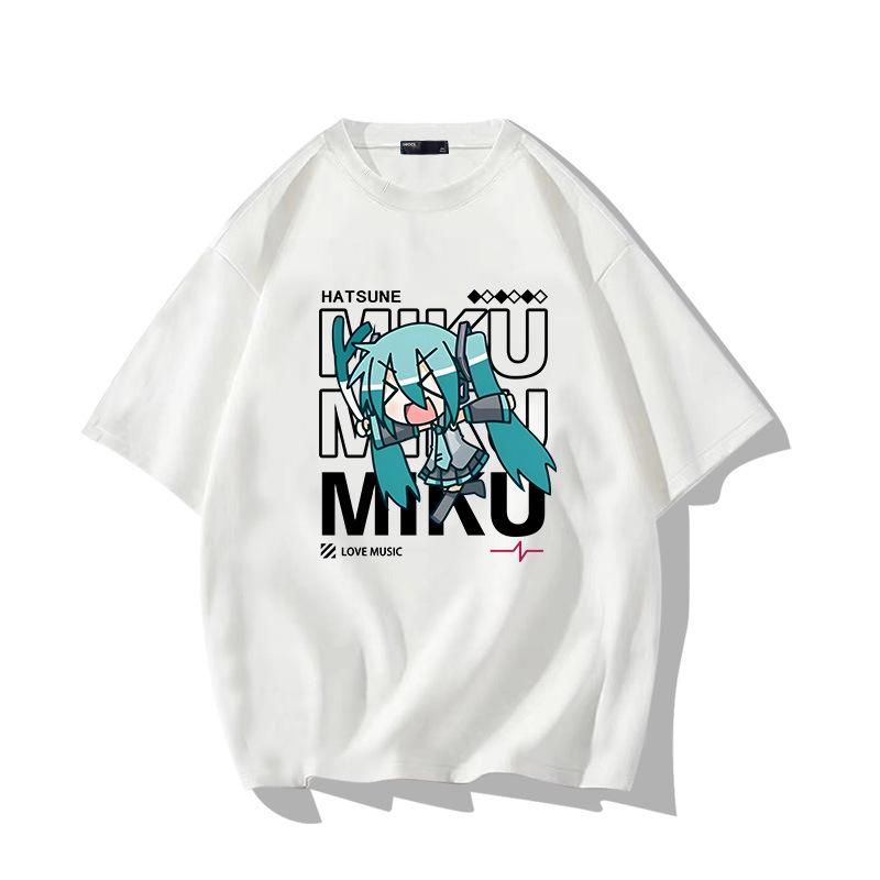 Diva Miku Hatsune Baumwoll-Kurzarm Herren Oversize T-Shirt für Teenager