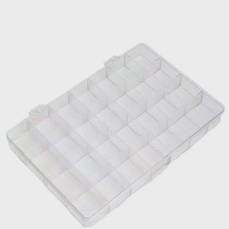 Průhledný úložný box s 28 přihrádkami na šperky a nail art