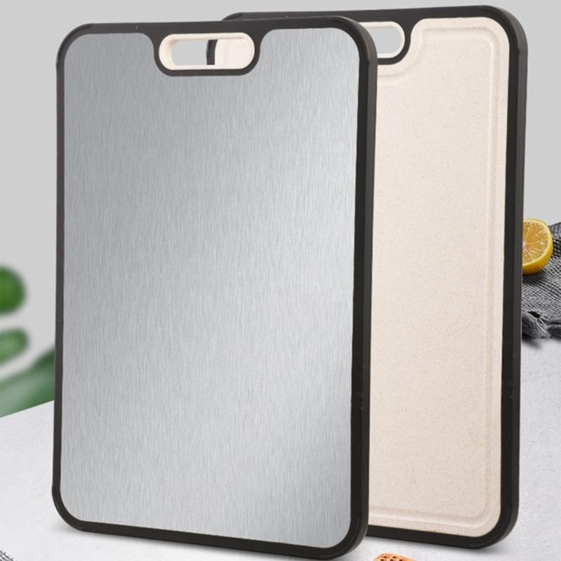 Titaniums Chopping Board With Natural Wheat Straw Surfaces Double Side Kitchen Cutting Board For Safe Food Preparation
