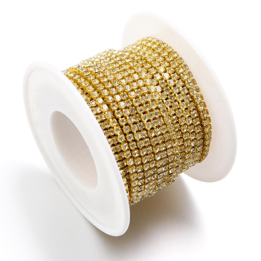 10yards 2mm 3mm Colored Rhinestone Chains Dense Fancy Chain For Garment Sewing Glass Rhinestone Cup Chain DIY Headwear Home Deco