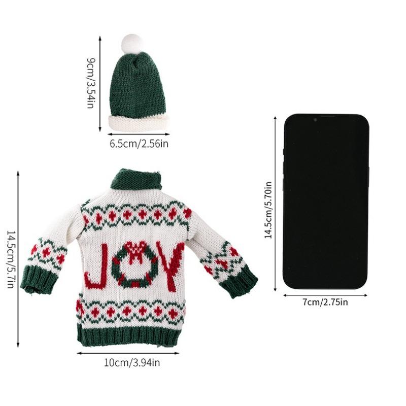 Christmas Knitted Wine Bottle Cover Christmas Ornament Creative Cartoon Sweater Wine Bottle Cover Snowman Red Wine Cover
