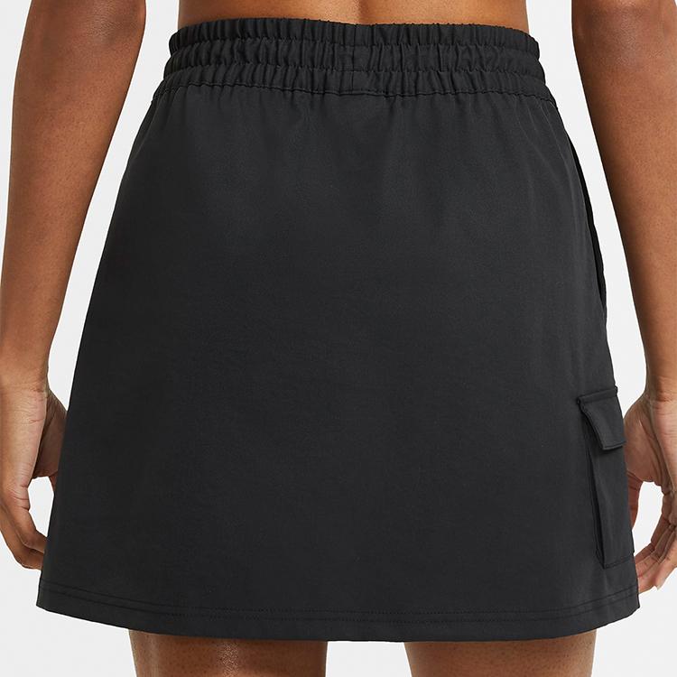 Nike Sportswear Swoosh Solid Color Mid-Rise 3D Logo Pocket Woven Sports Casual Skirt Women Skirts Black CZ8907-010