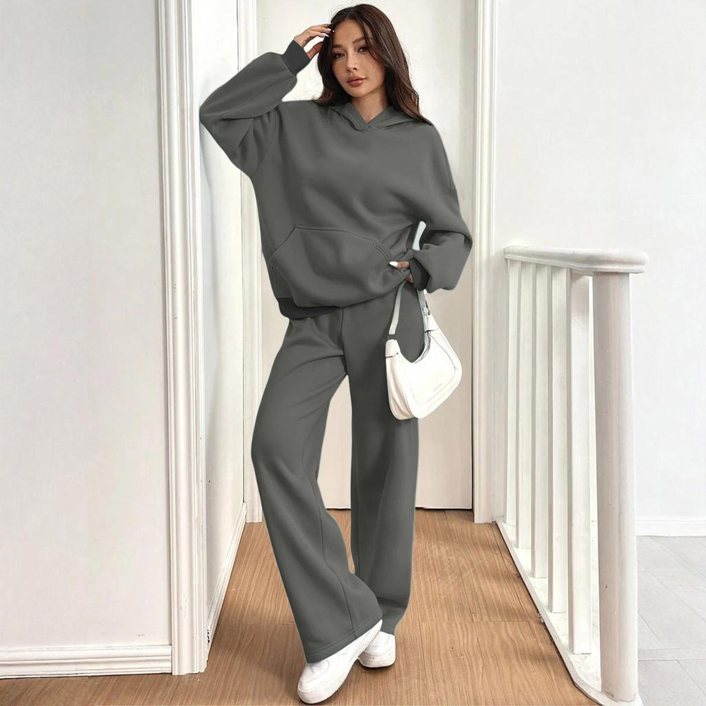 Women's Casual Warm Hooded Sweatshirt And Sweatpants /Winter Sports Set