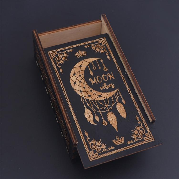 Wood Push Pull Tarots Card Storage Box Portable Card Container Astrology Trinkets Box Divination Card Storage Case