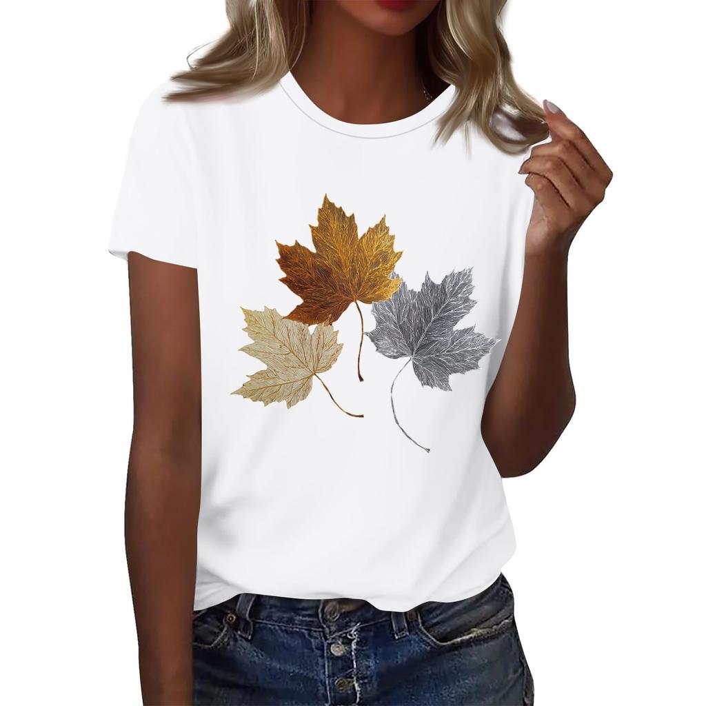 Mode Femme Décontracté Imprimé Col Rond Manches Courtes T-Shirt Haut T-Shirt Haut Haut