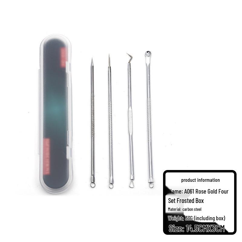 Rose Gold 4-Piece Blackhead and Acne Needle Set for Beauty Salon.
